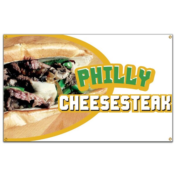 Signmission Philly Cheesesteak, 36 Inch x 60 Inch, Banner - B-60 PHILLY CHEESESTEAK