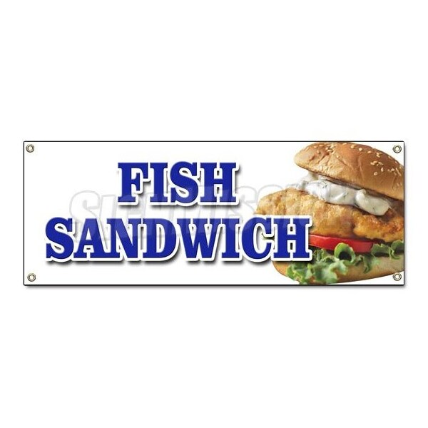 Signmission FISH SANDWICH BANNER SIGN haddock cod fresh deep fried beer battered - B-FISH SANDWICH