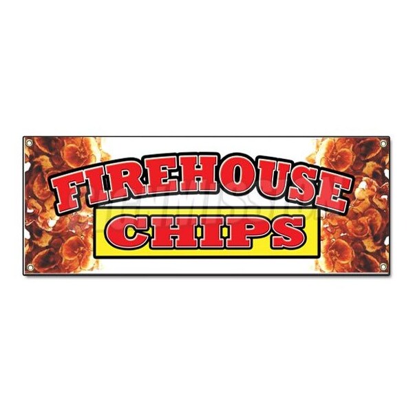 Signmission FIREHOUSE CHIPS BANNER SIGN chips restaurant snacks subs combo - B-FIREHOUSE CHIPS