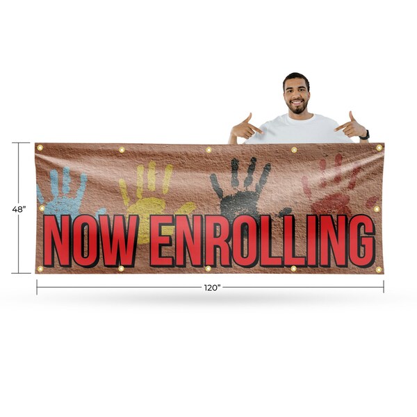 Signmission Now Enrolling, 48 Inch x 120 Inch, Vinyl Banner - B-120-30760