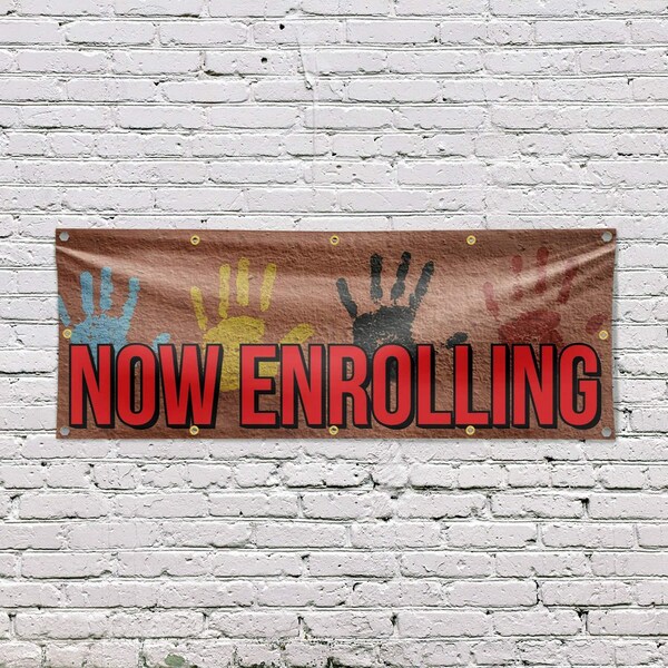 Signmission Now Enrolling, 48 Inch x 120 Inch, Vinyl Banner - B-120-30760