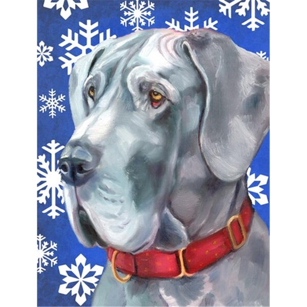 Patioplus Great Dane Winter Snowflakes Holiday Flag Garden Size - PA720143