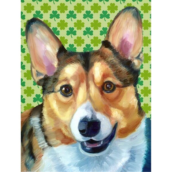 Patioplus Corgi St. Patricks Day Shamrock Flag Garden Size - PA632503