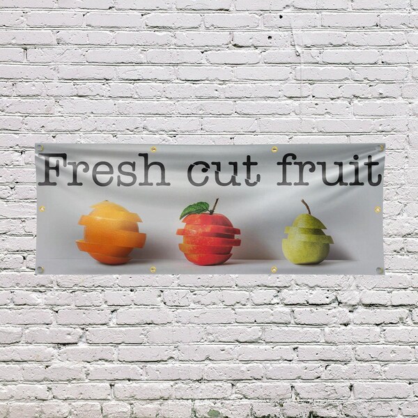 Signmission Fresh Cut Fruit, 36 Inch x 96 Inch, Vinyl Banner - B-96-30655