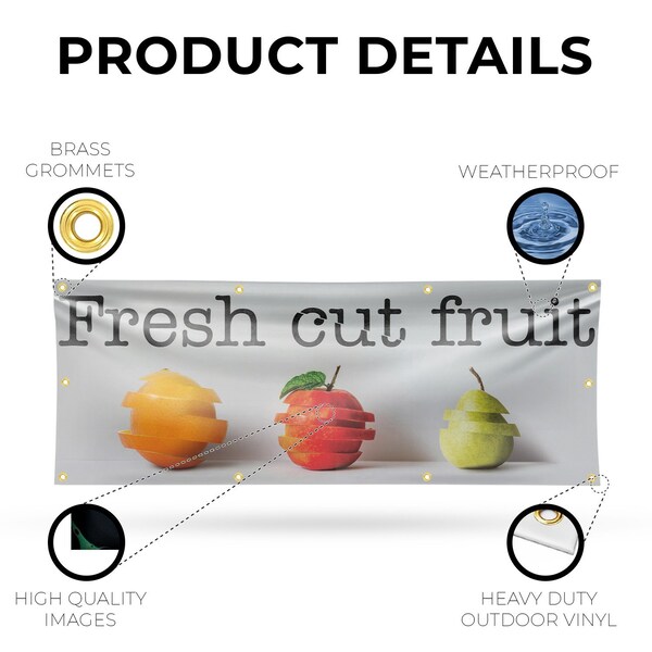 Signmission Fresh Cut Fruit, 36 Inch x 96 Inch, Vinyl Banner - B-96-30655