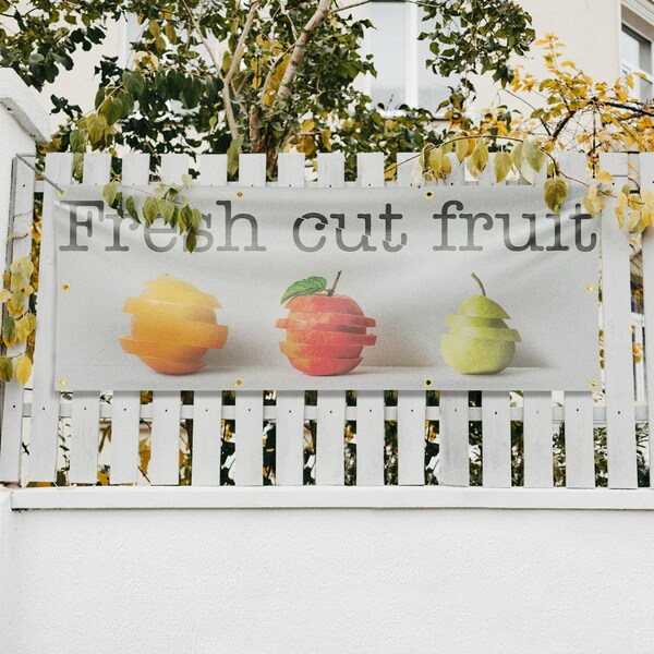 Signmission Fresh Cut Fruit, 36 Inch x 96 Inch, Vinyl Banner - B-96-30655