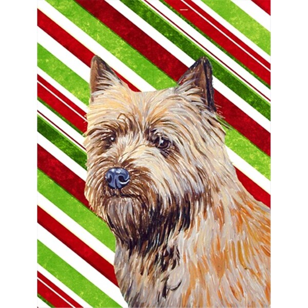 Patioplus 11 x 15 in. Cairn Terrier Candy Cane Holiday Christmas Garden Size Flag - PA245606
