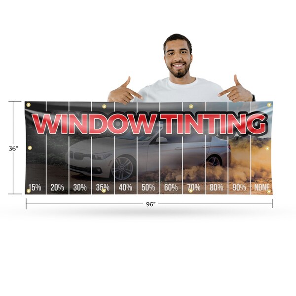 Signmission Window Tinting Percentage, 36 Inch x 96 Inch, Vinyl Banner - B-96-30947