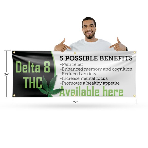 Signmission Delta 8 THC 5 Possibilities, 24 Inch x 72 Inch, Vinyl Banner - B-72-30537