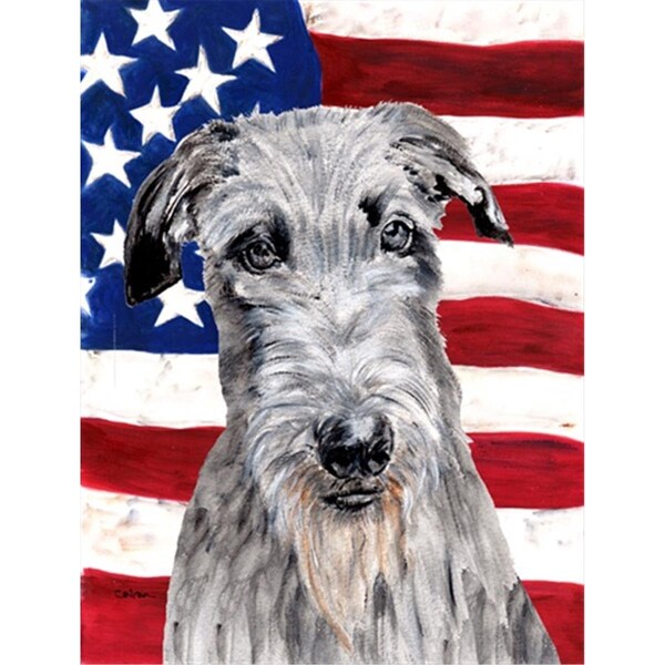 Patioplus Scottish Deerhound with American Flag USA Flag Garden Size - PA246956