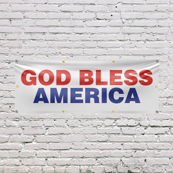 Signmission God Bless America, 36 Inch x 96 Inch, Vinyl Banner - B-96-30675