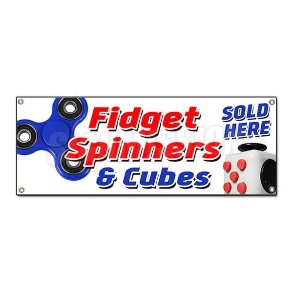 Signmission FIDGET SPINNER & CUBE BANNER SIGN tri-spinner edc toy stress reducer adhd fydget - B-FIDGET SPINNER AND CUBE