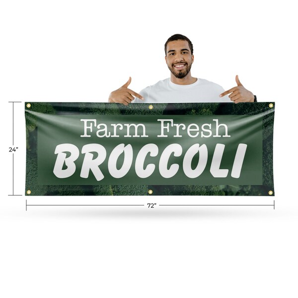 Signmission Farm Fresh Broccoli, 24 Inch x 72 Inch, Vinyl Banner - B-72-30581
