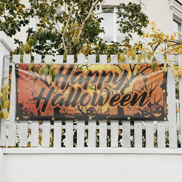 Signmission Happy Halloween, 48 Inch x 120 Inch, Vinyl Banner - B-120-30692