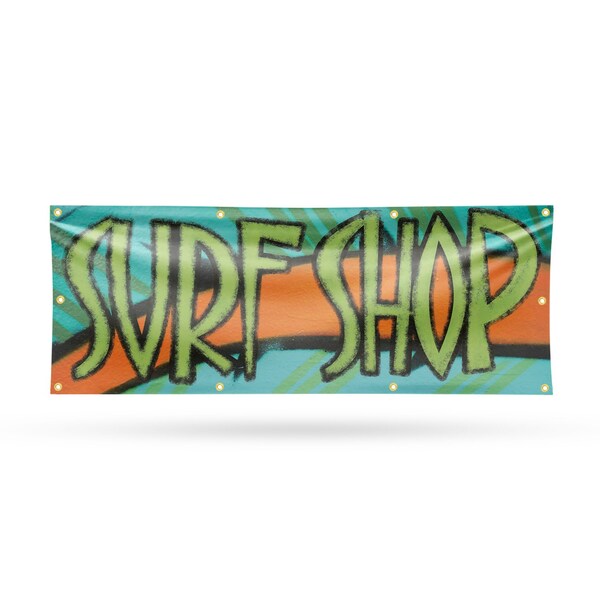 Signmission Surf Shop, 36 Inch x 96 Inch, Vinyl Banner - B-96-30873