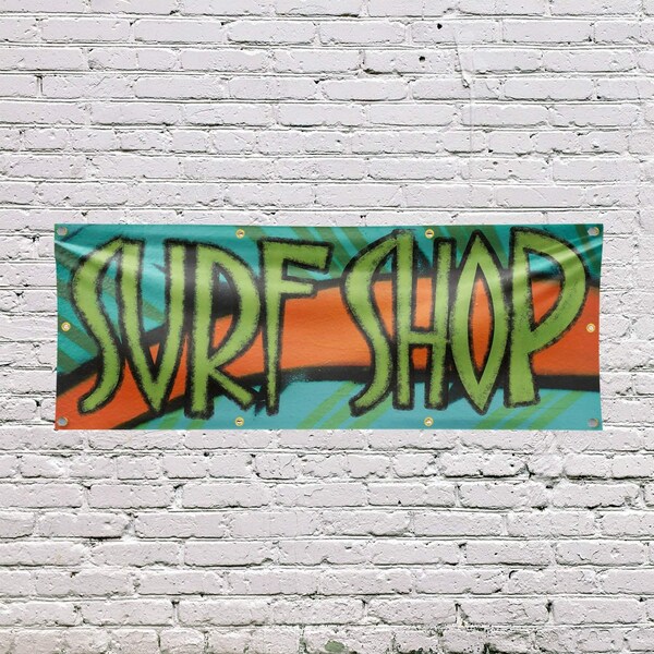 Signmission Surf Shop, 36 Inch x 96 Inch, Vinyl Banner - B-96-30873