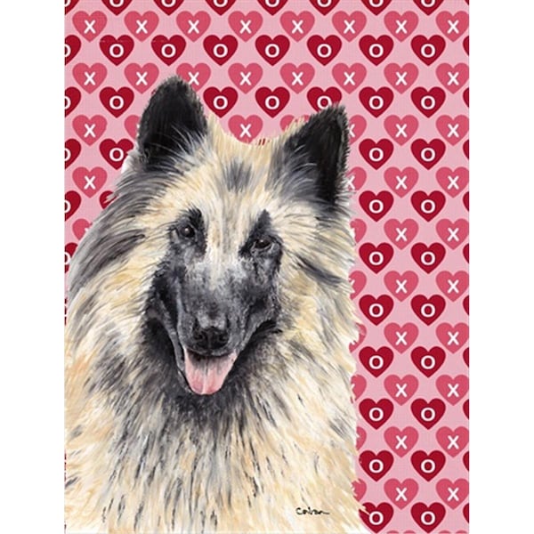 Patioplus 15 x 15 In. Belgian Tervuren Hearts Love And Valentines Day Portrait Flag; Garden Size - PA245727