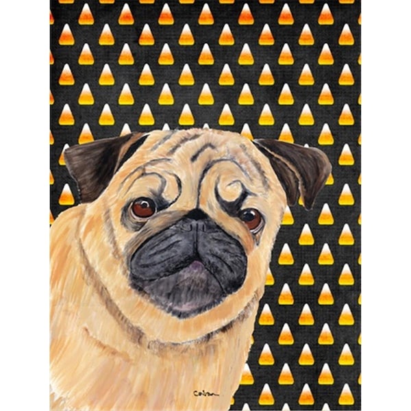 Patioplus Pug Candy Corn Halloween Portrait Flag - Garden Size - PA631152
