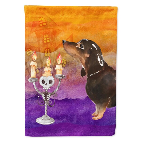 Patioplus Hallween Black & Tan Dachshund Garden Size Flag - PA2876163