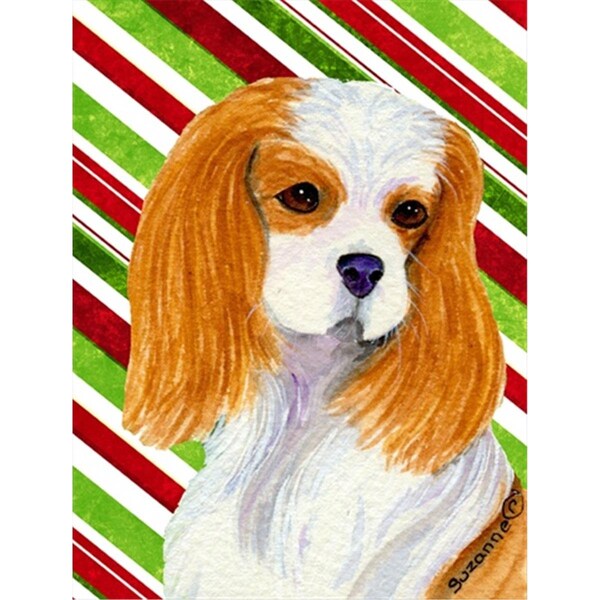 Patioplus 11 x 15 In. Cavalier Spaniel Candy Cane Holiday Christmas Flag; Garden Size - PA754523
