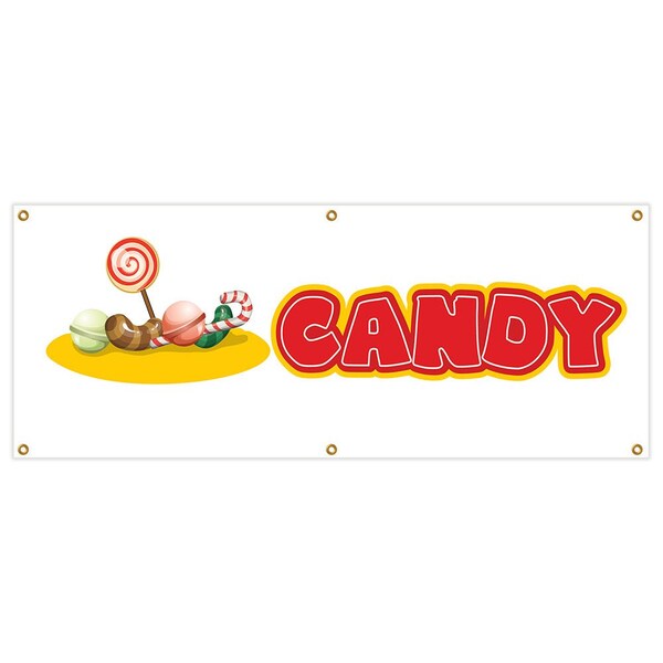 Signmission Candy Banner Heavy Duty 13 Oz Vinyl with Grommets Single Sided - B-72 CANDY