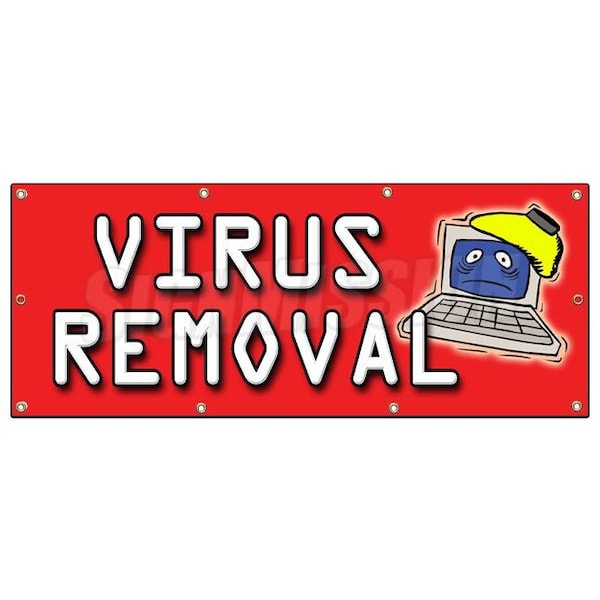 Signmission VIRUS REMOVAL BANNER SIGN computer repair fix pc laptop - B-96 VIRUS REMOVAL