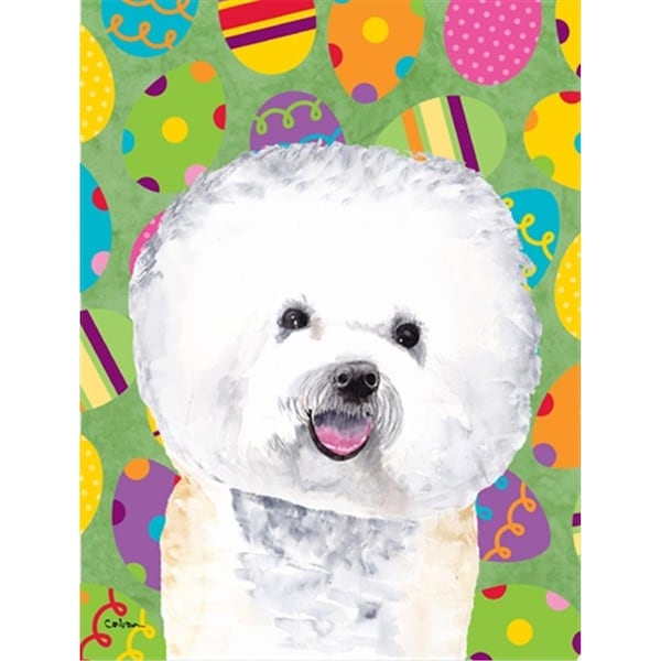 Carolines Treasures 11 x 15 in. Bichon Frise Easter Eggtravaganza Garden Size Flag - SC9442GF