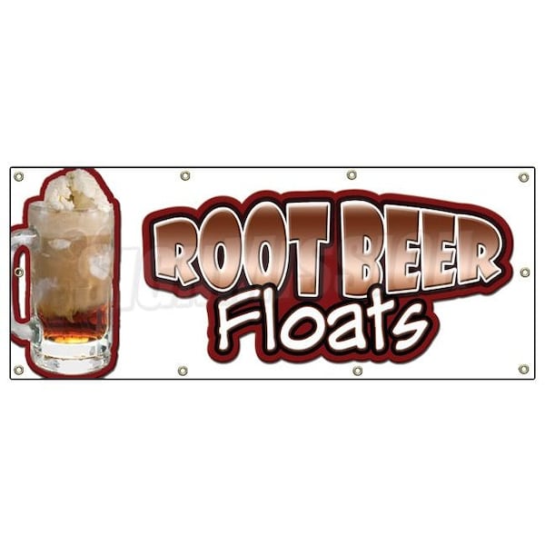 Signmission ROOT BEER FLOATS BANNER SIGN rootbeer float mug signs cold drinks - B-96 ROOT BEER FLOATS