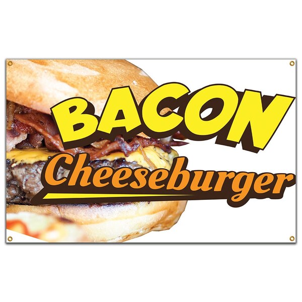 Signmission Bacon Cheeseburger Banner Concession Stand Food Truck Single Sided - B-96 BACON CHEESEBURGER19