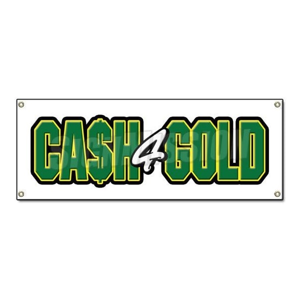 Signmission CASH FOR GOLD BANNER SIGN pawn shop jewelry store we buy fast cash paid ring - B-CASH FOR GOLD