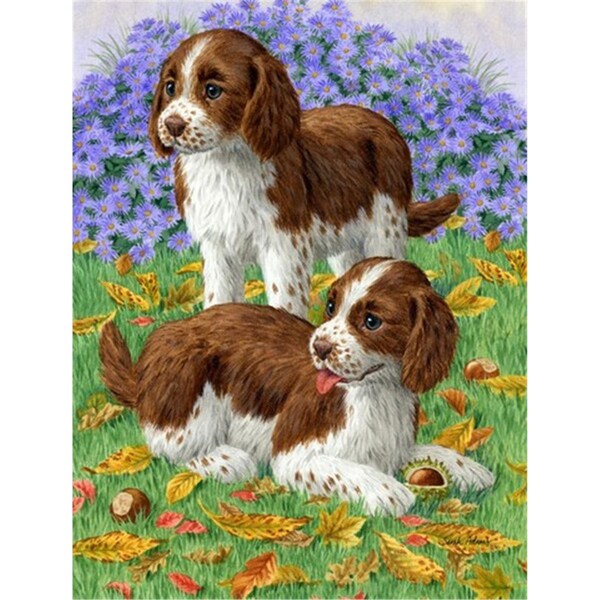 Patioplus Welsh Springer Spaniel Pups Flag Garden Size - PA251720