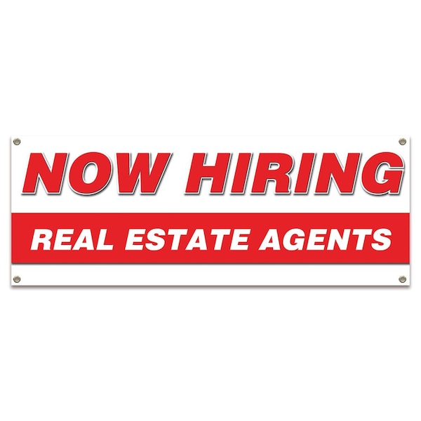 Signmission Now Hiring Real Estate Agents Banner Apply Inside Accepting Application Single Sided - B-30294