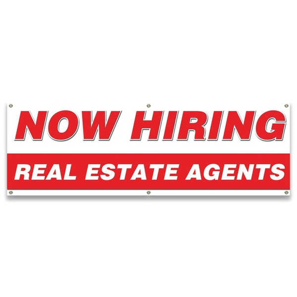 Signmission Now Hiring Real Estate Agents Banner Apply Inside Accepting Application Single Sided - B-72-30294