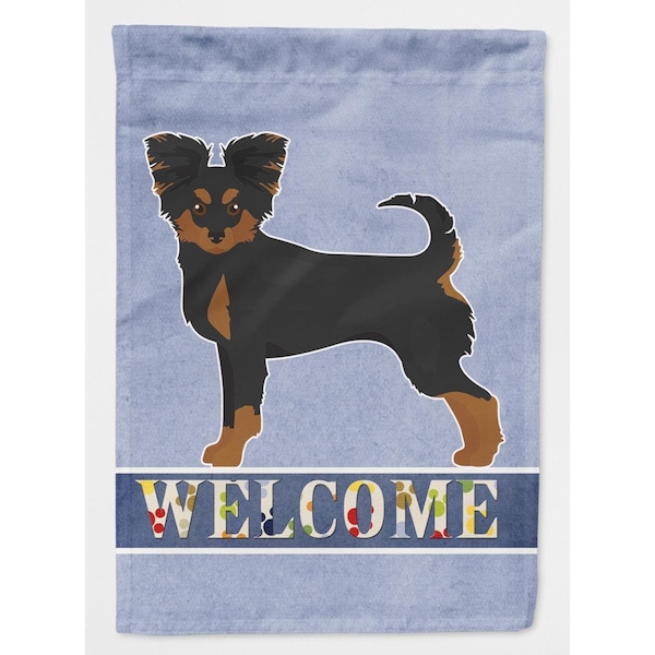 Carolines Treasures Black & Tan Chion Welcome Flag Canvas House Size - CK3719CHF