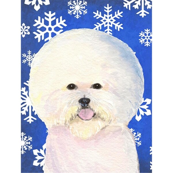 Patioplus 11 x 15 in. Bichon Frise Winter Snowflakes Holiday Flag Garden Size - PA247280