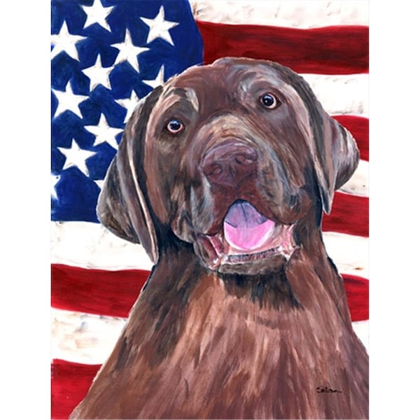 Carolines Treasures 28 x 40 in. Usa American Flag With Labrador Flag Canvas House Size - SC9029CHF