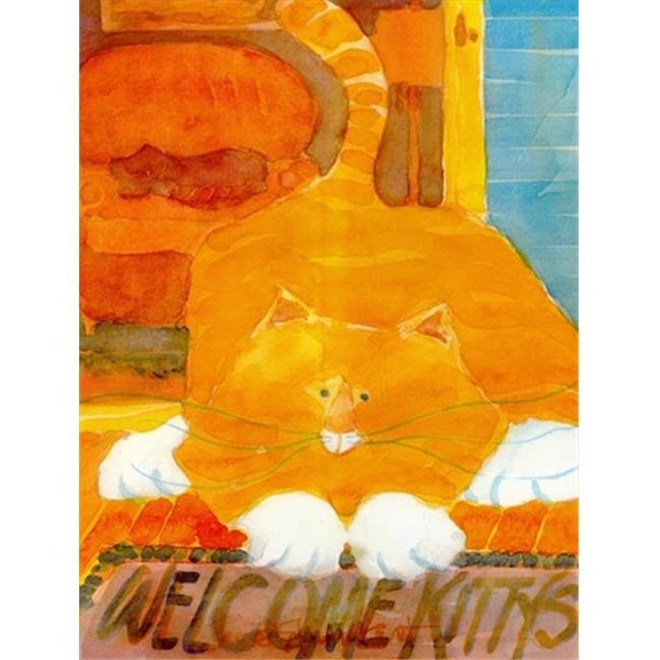 Carolines Treasures Carolines Treasures 6010CHF 28 x 40 in. Orange Tabby Welcome Cat Flag Canvas House Size - 6010CHF