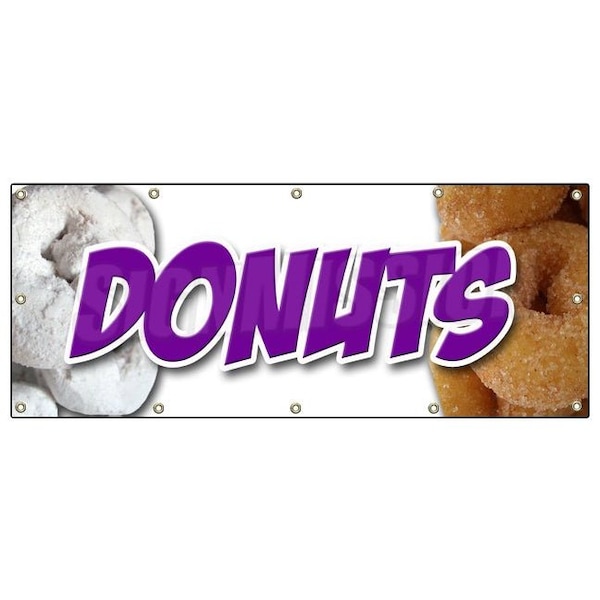 Signmission DONUTS 1 BANNER SIGN donut fried sugar powder doughnut doughnuts glazed - B-120 DONUTS1