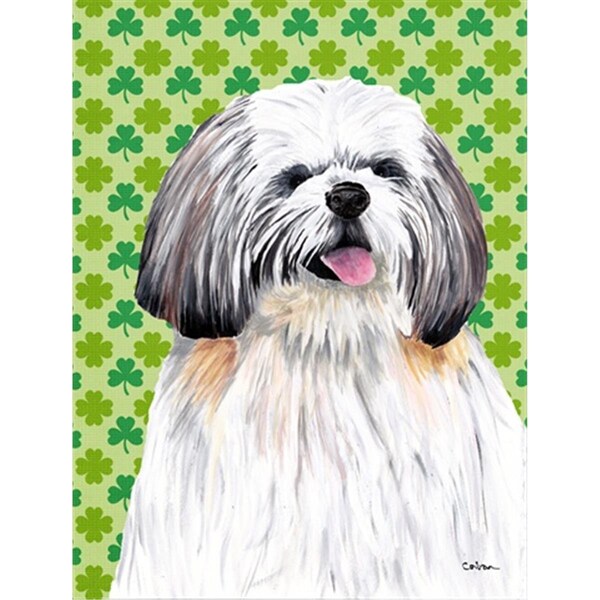 Patioplus 15 x 15 In. Shih Tzu St. Patricks Day Shamrock Portrait Flag; Garden Size - PA631330
