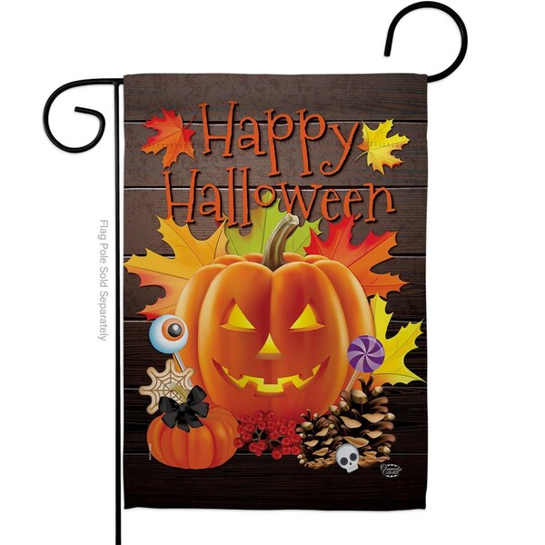 Cuadrilatero 13 x 18.5 in. Evil Halloween Pumpkin Garden Flag with Fall Double-Sided Decorative Vertical Flags - CU3873053