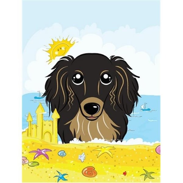 Patioplus Longhair Black and Tan Dachshund Summer Beach Flag Garden - PA256226