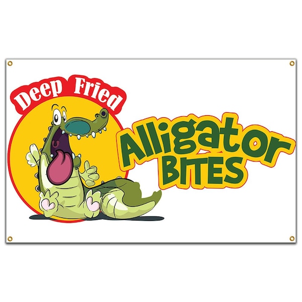 Signmission Alligator Bites Banner Heavy Duty 13 Oz Vinyl with Grommets - B-60 ALLIGATOR BITES