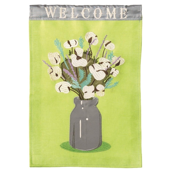 Dicksons 13 x 18 in Flag Double Applique Southern Cotton Welcm Burlap Garden - M011148
