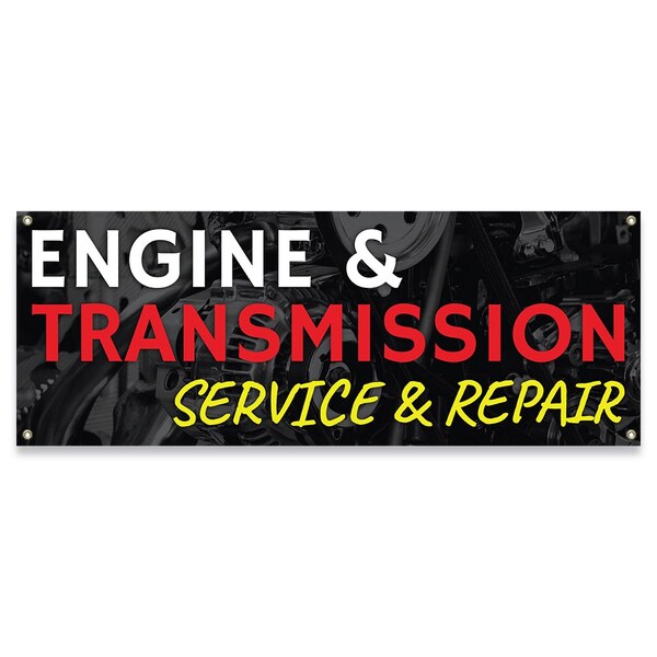 Signmission Engine and Transmission Service & Repair Banner Concession Stand Food Truck Single Sided - B-30051