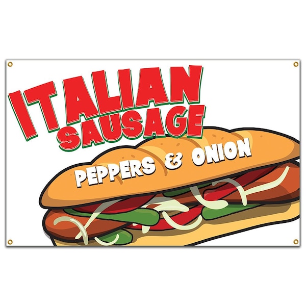 Signmission Italian Sausage Banner Concession Stand Food Truck Single Sided - B-96 ITALIAN SAUSAGE19