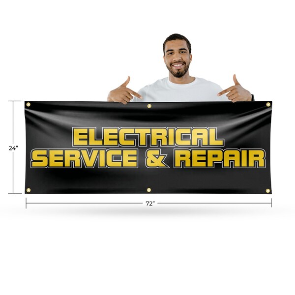 Signmission Electrical Service and Repair, 24 Inch x 72 Inch, Vinyl Banner - B-72-30557