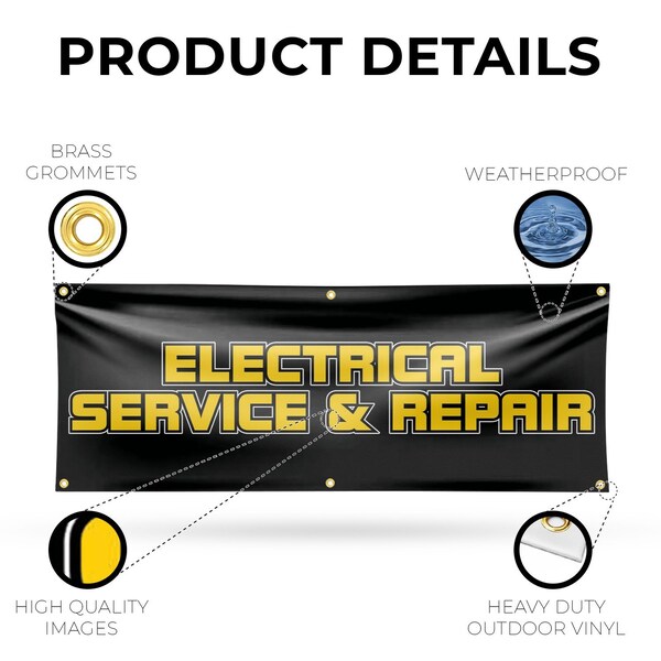 Signmission Electrical Service and Repair, 24 Inch x 72 Inch, Vinyl Banner - B-72-30557