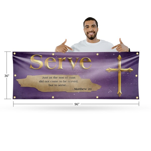 Signmission Jesus Serve, 36 Inch x 96 Inch, Vinyl Banner - B-96-30711
