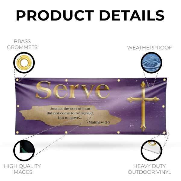 Signmission Jesus Serve, 36 Inch x 96 Inch, Vinyl Banner - B-96-30711