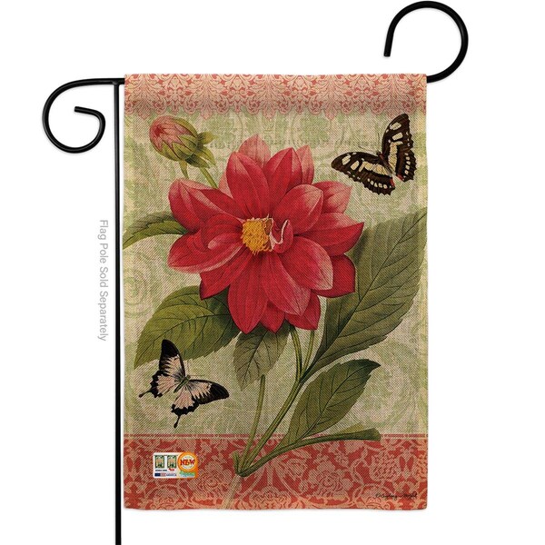 Gardencontrol 13 x 18.5 in. Double Dahlia Burlap Spring Floral Impressions Decorative Vertical Sided Garden Flag - GA1486139